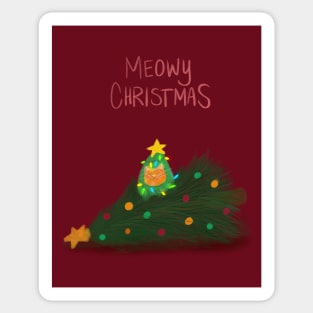 Meowy Christmas - cat in a christmas tree Sticker